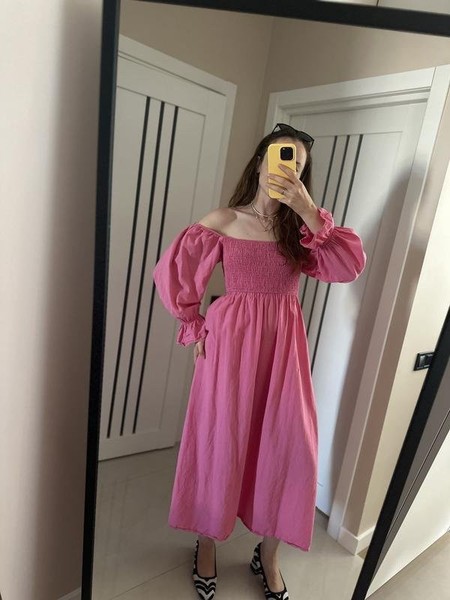 Women Dress Pink Cotton 36 / S / 44