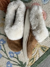 Olukai Women's 7 Ku'i Brown Suede Leather Slip On Fur Lined Slippers Mules