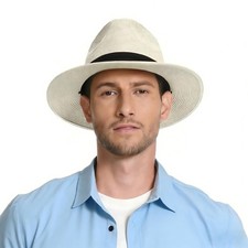 Panama Hat Sun Hats for Men Women Wide Brim Fedora Straw Beach Hat UV UPF 80