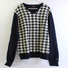Ben Sherman Navy and Off-White Lambswool Blend Sweater Men's Size XXL FLAWED