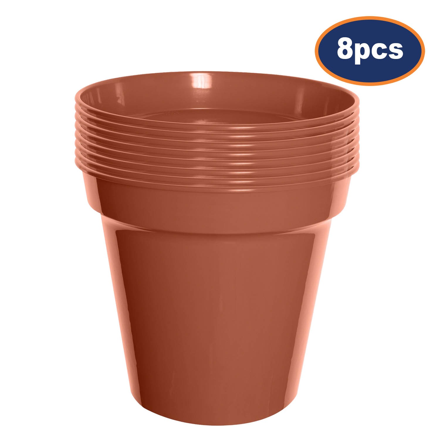8Pcs 20cm Garden Pot Planter Round Flower Indoor Outdoor Terracotta Garden Patio