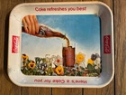 Vintage Coca Cola 1961 Metal Tray, Coke Refreshes You Best FREE SHIPPING