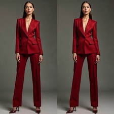 Red Women Suits Formal Office Party Wedding Wear Ladies Outfit Women Blazer