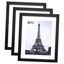 16x20 Poster Frames 3 Pack MDF Wood and Polished Plexiglass 16 x 20 Black