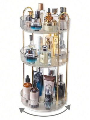 3 Layer 360° Rotating Makeup Storage Box Organizer Cosmetic Turntable