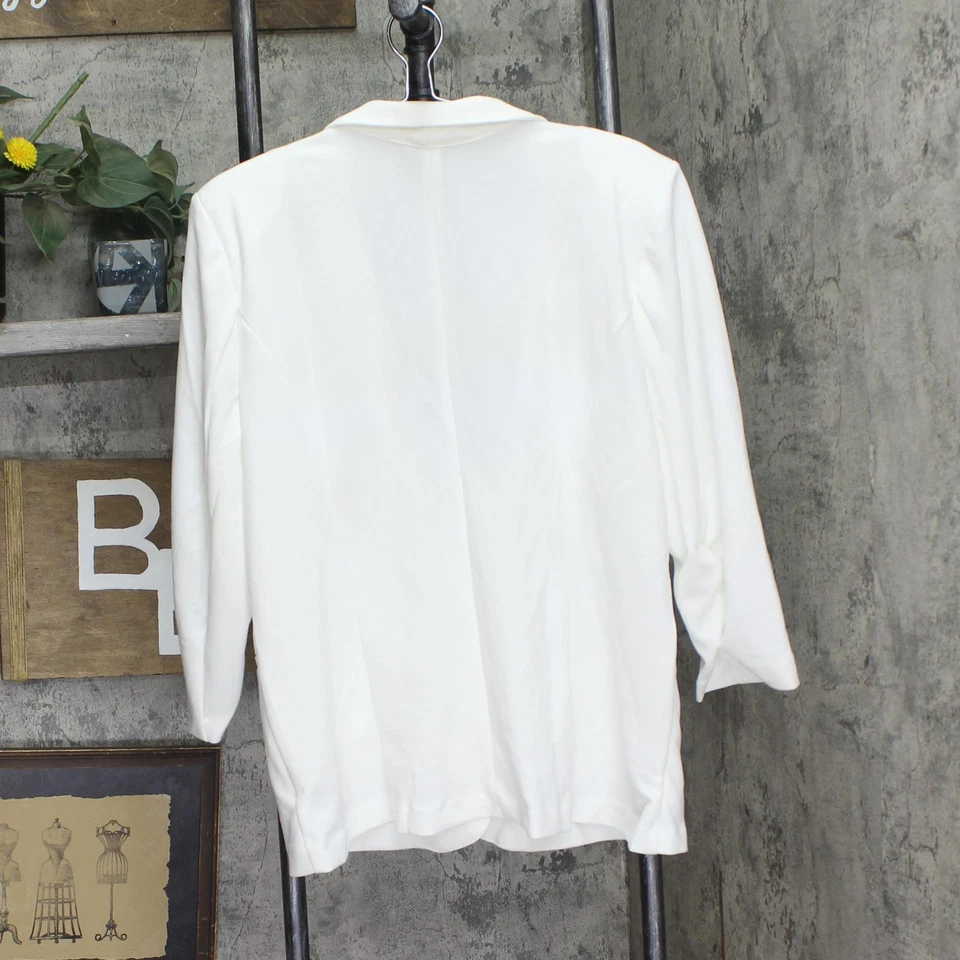 Chaqueta de mujer de crepé de buceo talla grande con mangas 3/4 blanca 3X de ny Collection Foto 2 de 4