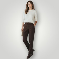 Talbots Heritage Wide Leg Trousers Brown 12 Dress Pants Career Slacks