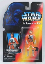 1995 Star Wars POTF LUKE SKYWALKER X-WING Short Lightsaber Red Card Kenner NEW