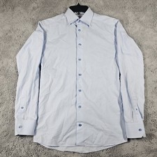 Eton Dress Shirt Mens 15.5 39 Blue Long Sleeve Button Down Slim Gingham