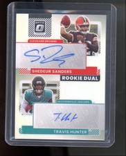 2025 Panini Donruss Optic Shedeur Sanders Travis Hunter #RDA-ST Dual Auto RC /35