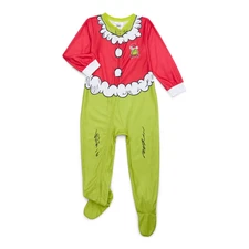 The Grinch Toddler Christmas Fleece One-Piece Sleeper 4T NWT