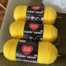 Red Heart Super Saver Lot Of 3 Bright Yellow