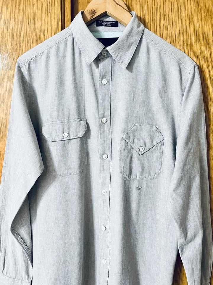 DIAMOND SUPPLY CO x  MATIX Shirt Men's Medium Gray Slim Fit Davis L/S Utility - Image 3 of 4