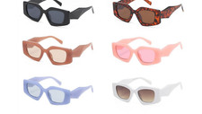 Trendy Sunglasses Pink White Tortoise Blue Frame Lens Festival Beach Driving Sty