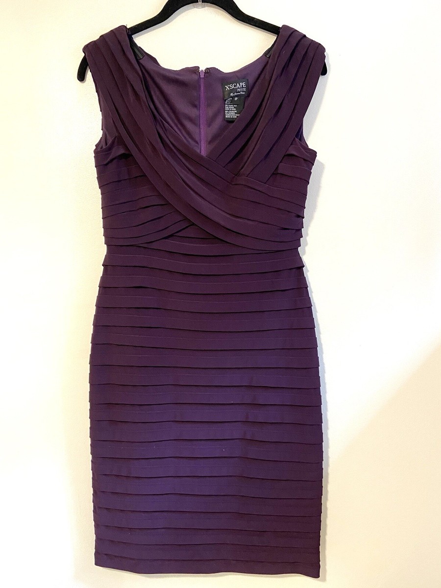 xscape petite cocktail dresses Xscape Womens Size 8P Petite Cocktail Dress Purple Cross front