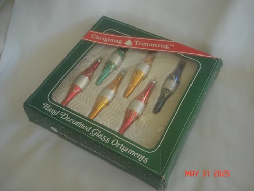 BOXED LOT 6 Vtg. BRADFORD BLOWN GLASS SMALLER TEAR DROP ORNAMENTS Made MEXICO 4" - Picture 4 of 7
