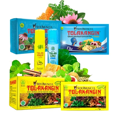 Sido Muncul Tolak Angin Original & Flu - Indonesian Herbal Syrup 12 Sachets Box