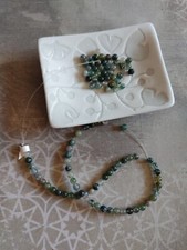 vintage loose beads 4mm round green moss agate qty 102