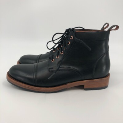 Bottes Homme Portland En Cuir Noir Faites Main - Patina - Taille 13 US (46.5 EU)