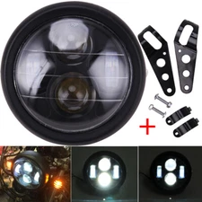 6.5” Motorcycle Headlight Head Lamp Round LED Bracket For Harley Cafe Racer ATV