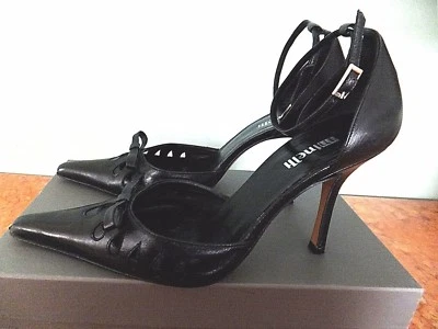 ESCARPINS BY MINELLI *CUIR NOIR *NOEUD *10 CM *38 *ART. NEUF * - Photo 1/3