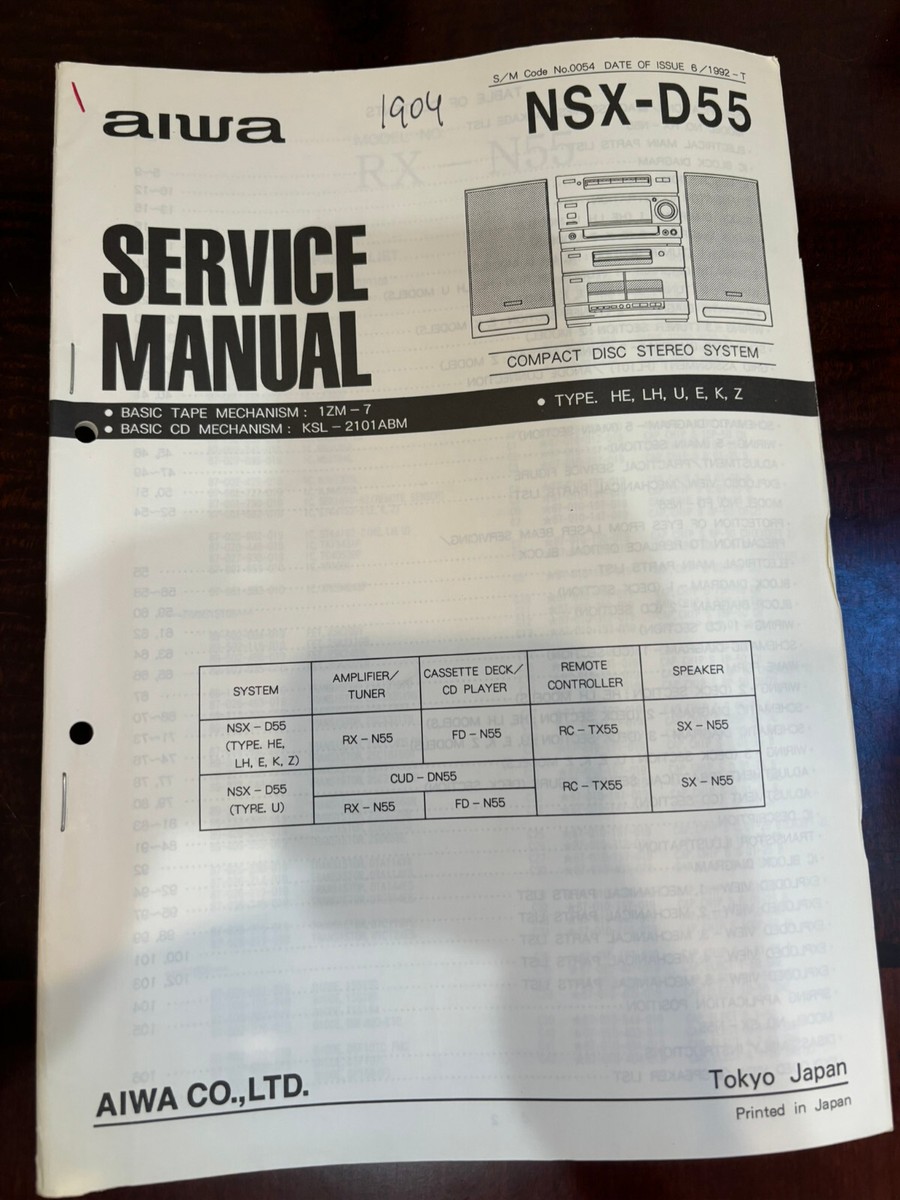 AIWA NSX-D55 RX-N55 FD-N55 CUD-DN55 Repair Service Manual 1 905