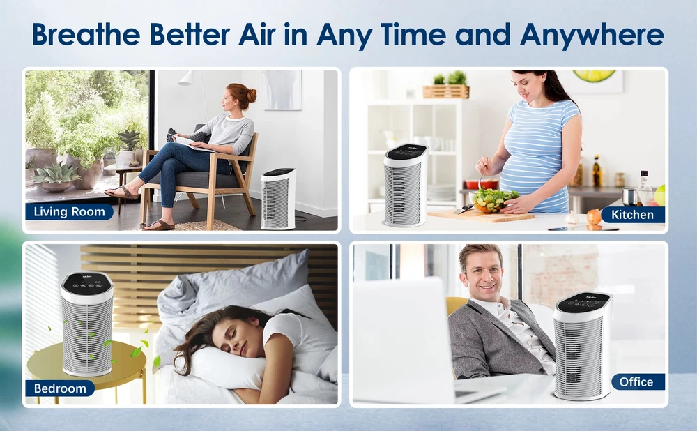Air Purifier HEPA Filter For Indoor 200 Square Feet 99.9% Removal With Ionizer