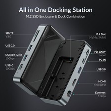 USB C Docking Station 4K HDMI 10Gbps M.2 SSD Case Type-C HUB Splitter