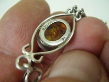 Antikes Art deco 835 Silber Armband mit Bernstein um 1920