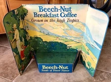 Vintage 1925 Beech-Nut Breakfast Coffee Large Die-Cut Advertising Panel Display