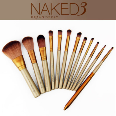 12 teiliges Naked 3 Make-up Pinsel Set, Lidschatten-Liner, Rouge, Gesichtspuder