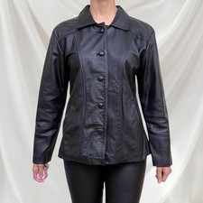 Vintage Real Leather Black Jacket Maria Goretti Coat