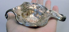 STERLING SILVER TEA STRAINER Art Nouveau Botanical Rose