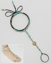 FABULOUS Beauty Turquoise & Brass Emblem Wrap Anklet Free Spirit Summer Beauty!