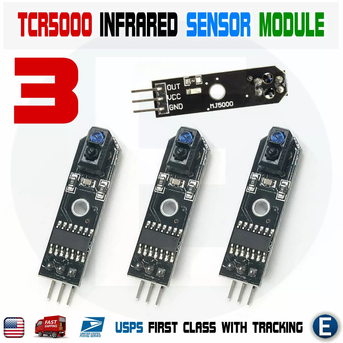 3Pcs 5V Infrared Line Tracker TCRT5000 Tracking Follower Sensor Module Arduino