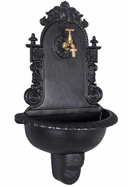 Waschbecken Retro Wasserbrunnen Wandbrunnen Garten Aluminium Becken Antik-Stil-image