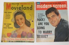 2 VTG Movie Star Mags Moveland 1940s Jane Wyman, Modern Screen 1950s Rock Hudson