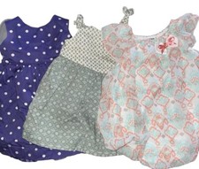 Lot Of 3Girls Size 9 Months Spring/summer Dresses /romper Carters Baby Essential