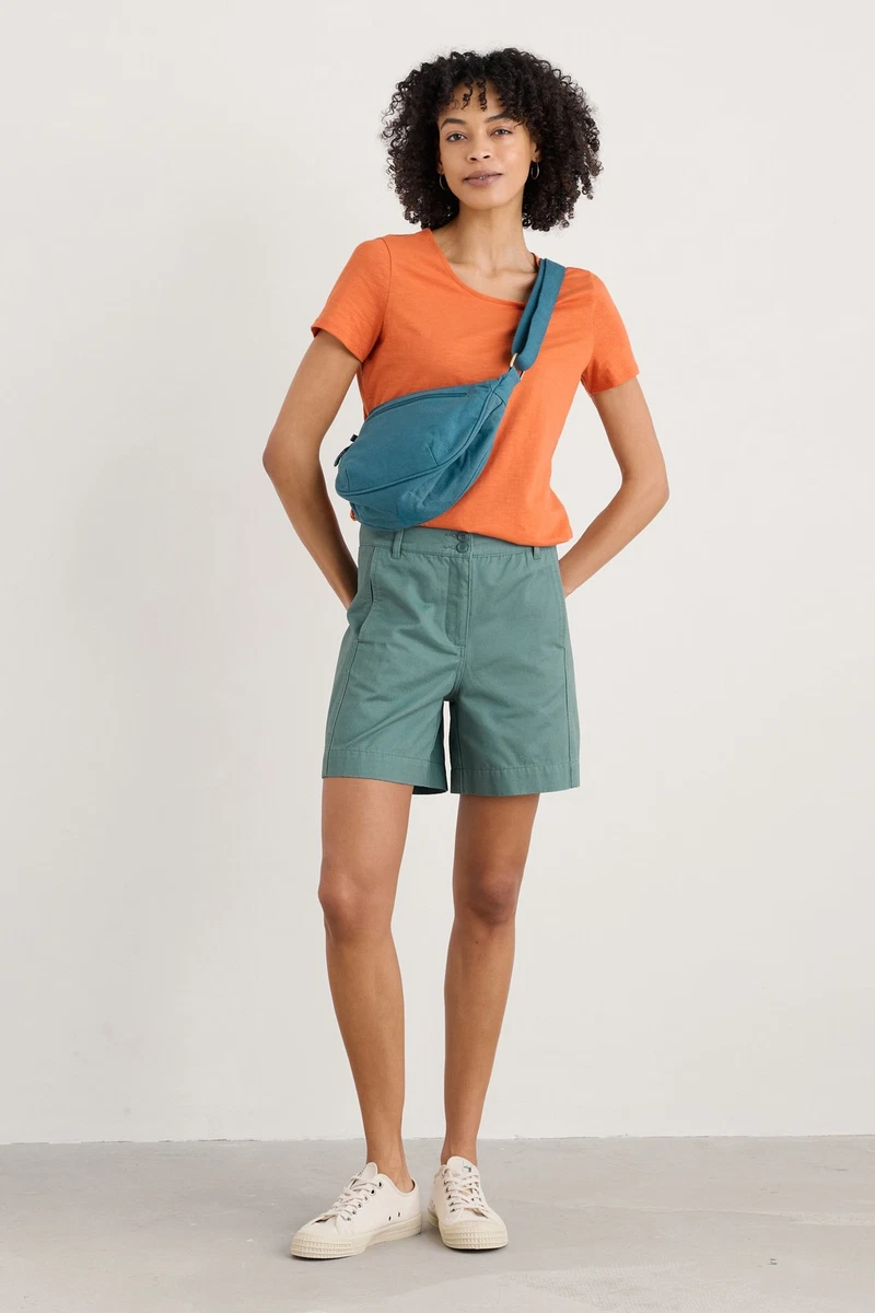 Short Bermuda Femme En Lin 100% Bleu - Marque Seasalt Cornwall Taille 22 UK - Occasion Très Bon état