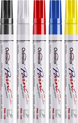 Overseas Paint Marker Pens - 5 Colors Permanent Oil Based Paint Markers, Medium