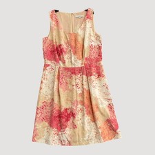 Ann Taylor Loft Women's 12 Floral Sleeveless Fit & Flare Dress Pink Orange P0429
