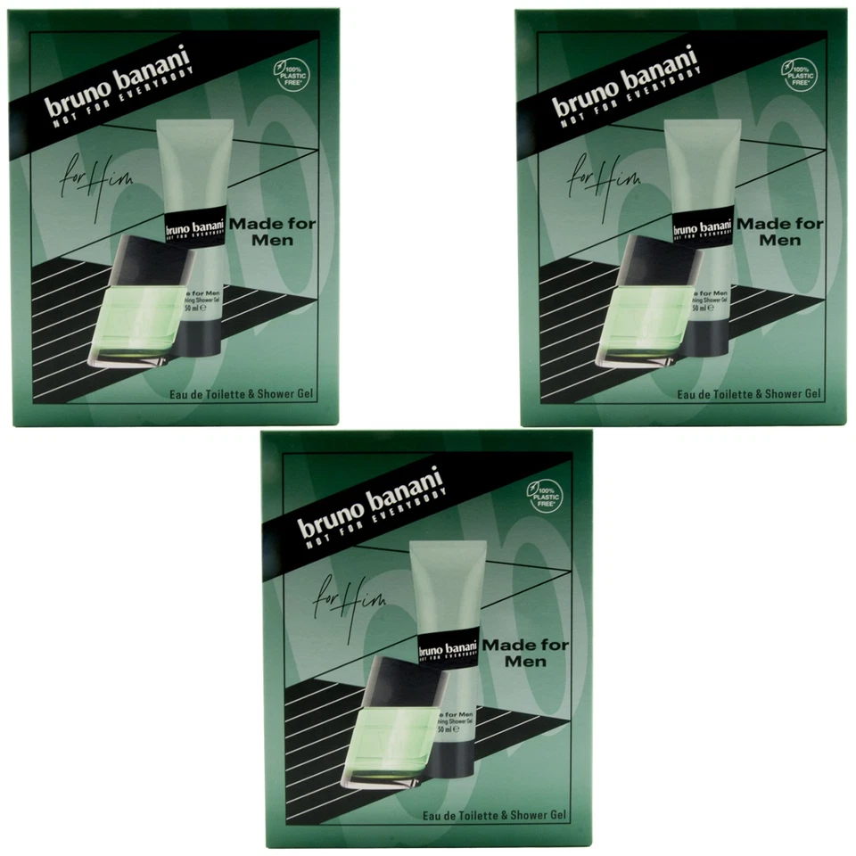 Bruno Banani MADE FOR MEN Geschenkset 3 x 30ml. Eau de Toilette + 50ml Duschgel - Bild 1 von 1