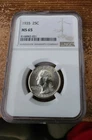 1935 90% silver Washington quarter NGC MS 65