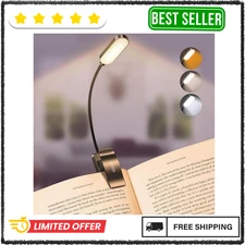 Clip On LED Book Reading Light Rechargeable Night Lamp Eye Care 3 Modes