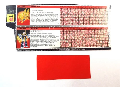 Steel Jaw & Rewind Tech Specs 1985 Vintage Hasbro G1 Transformers w/ Decoder