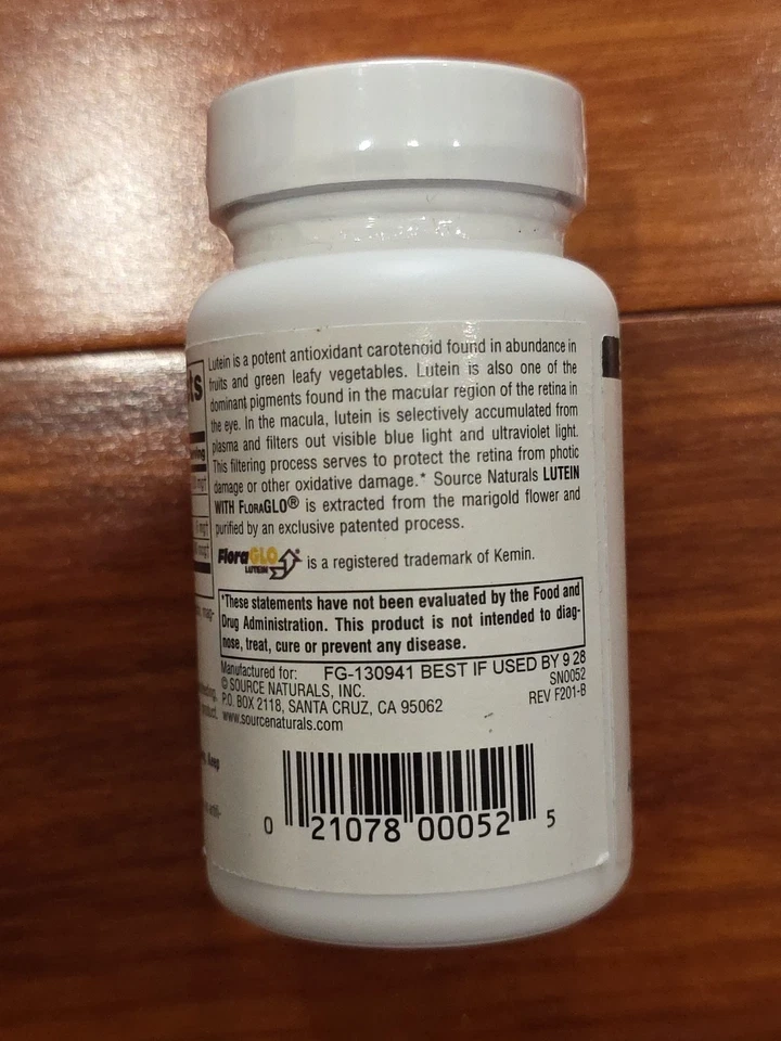 Source Naturals, Inc. Luteína 6 mg 90 cápsulas Foto 3 de 4