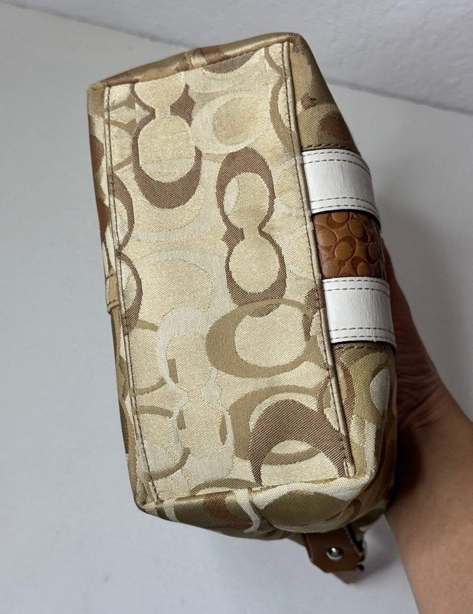 Vintage Y2K COACH Signature C Brown Mini Bag Striped & Zip Closure