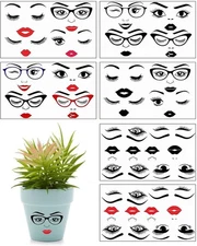 12Pcs Face Stickers for Crafts Eyes Mouth Eyebrows Lips Nose Decals Smile Face