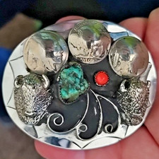 Ladies Navajo sterling silver turquoise belt buckle