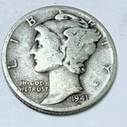 1941 D Mercury Dime 90% Silver Circulated US Coin #6651